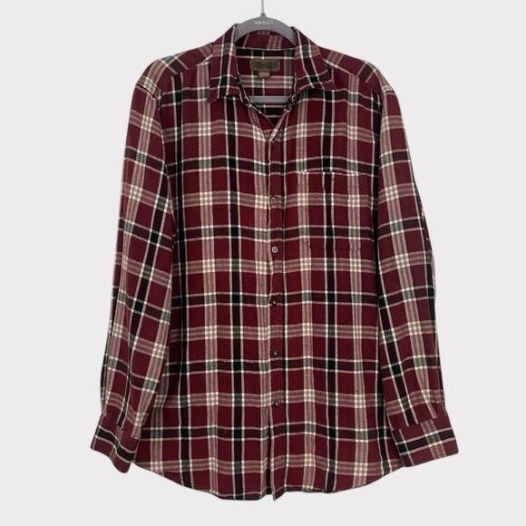 Faded Glory Mens Red Plaid Long Sleeve Button Down Flannel Shirt - Picture 1 of 7